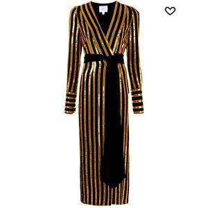 GALVAN two tone Sequin midi long sleeve dress